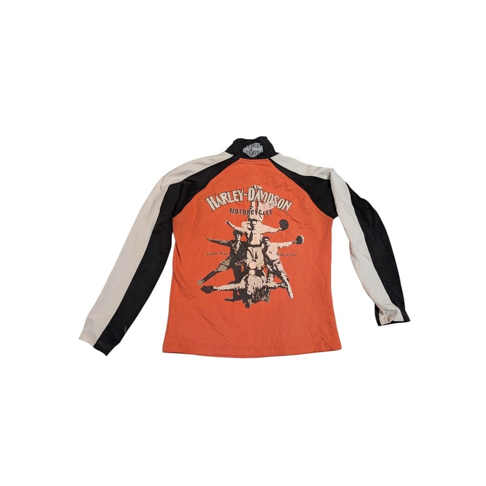 Harley Davidson 1/4 Zip Pullover Live To Ride Motorcycles Multi-color Size L